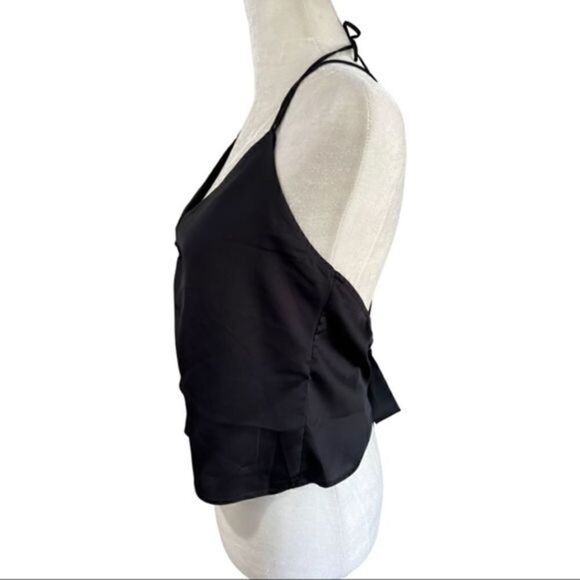 NWT Express Black satin top Crop top size small - Picture 2 of 8